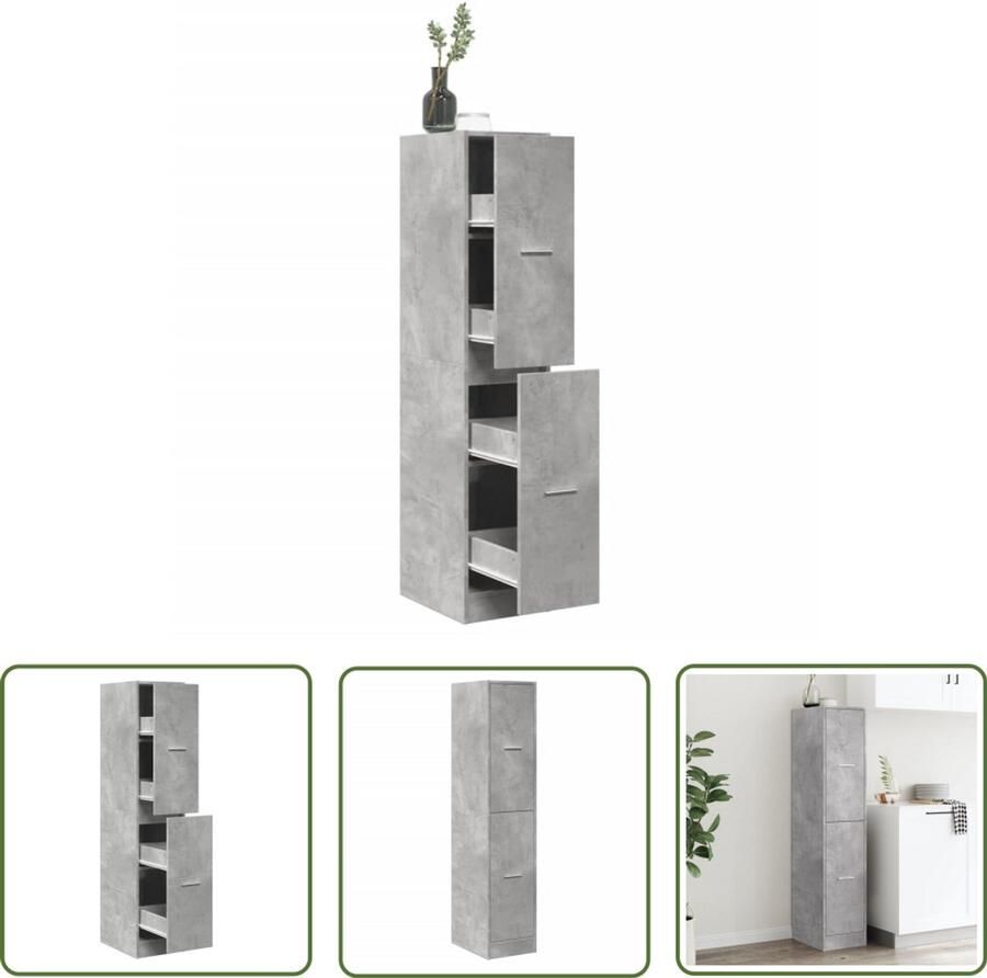 VidaXL Apothekerskast 30x41x144 5 cm bewerkt hout betongrijs Apotheekkast Opslagoplossing Houten Kast Vintage Kast Badkamerkast