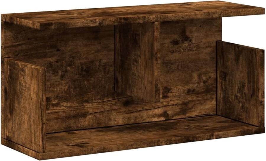 The Living Store Wandkast 60x20x30 cm bewerkt hout gerookt eikenkleurig Wandkast Opbergkast Houten Kast Gerookt Eiken Moderne Kast