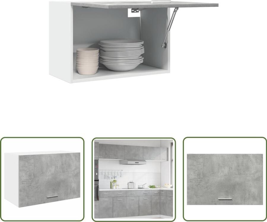 The Living Store Hangkast 60x31x40 cm spaanplaat betongrijs Hangkast Keukenkast Opslagkast Houten Kast Betongrijs