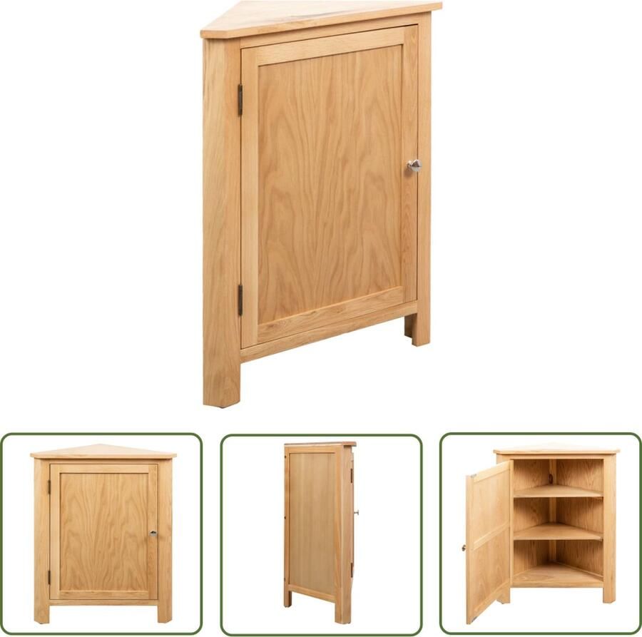 The Living Store Hoekkast Eiken 59 x 45 x 80 cm Voldoende opbergruimte Hoekkast Opslagruimte Eiken Hout Bruine Kleur Klein Formaat - Foto 3