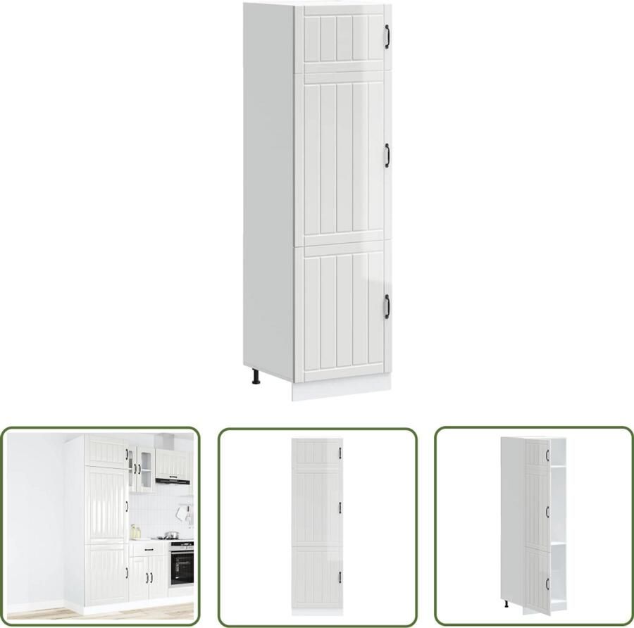 VidaXL Keukenkast Lucca bewerkt hout hoogglans wit Keukenkast Opslagruimte Kookeiland Hoogglans Wit Houten Kast