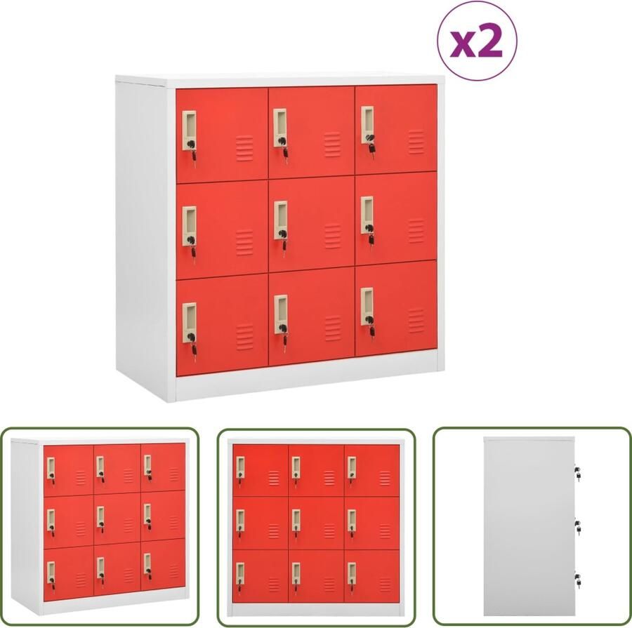 The Living Store Lockerkasten Opbergkast 90 x 45 x 92.5 cm Staal 9 lockers Lockerkast Opslagruimte Kantooraccessoires Schoolbenodigdheden Metalen Kast - Foto 2
