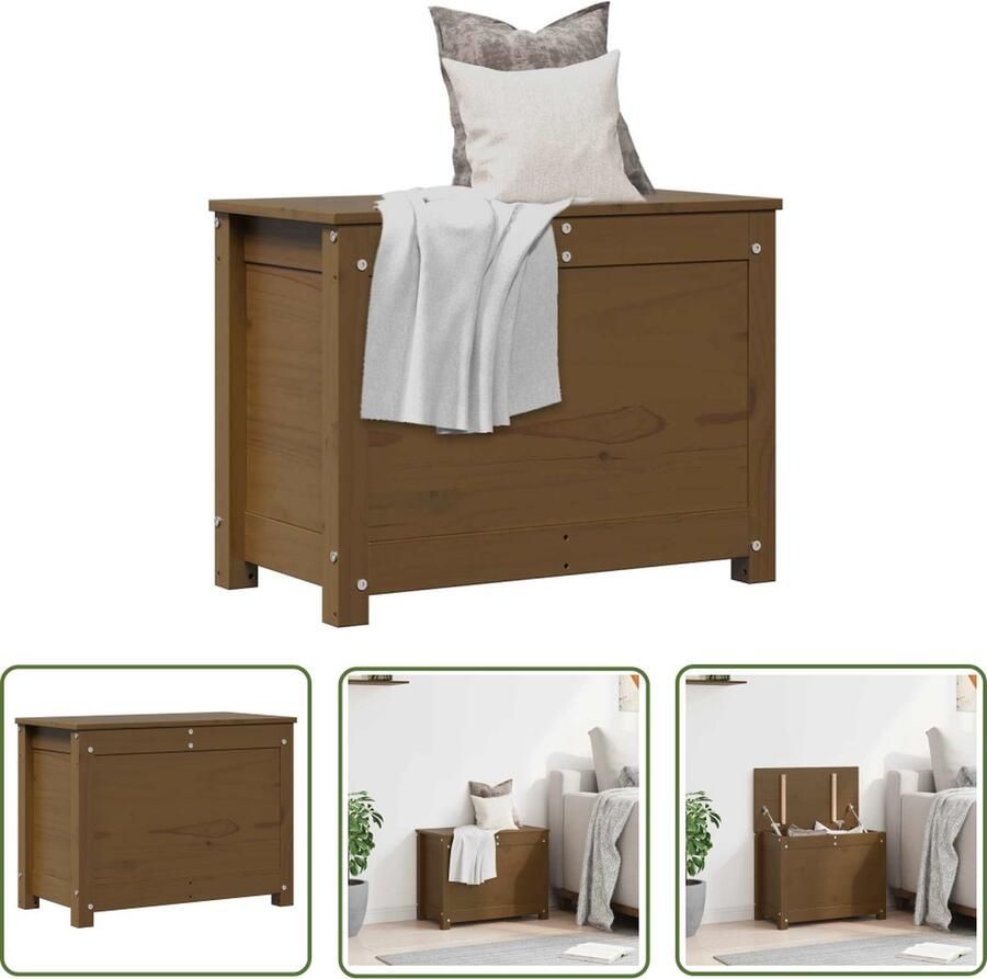 The Living Store Opbergdoos Massief Grenenhout 60 x 32 x 45.5 cm Honingbruin Opbergdoos Opslagruimte Hout Meubel Grenenhout Meubels Vintage Kast - Foto 3