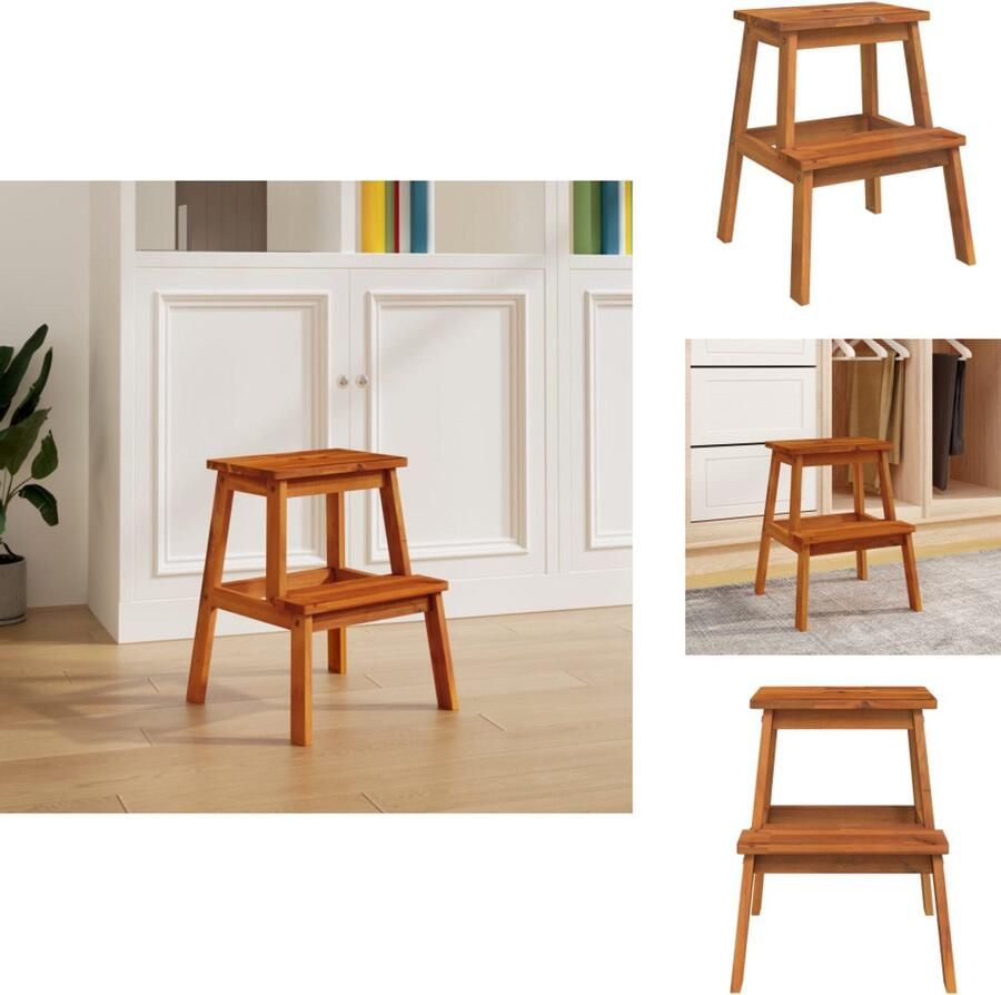 VidaXL -Kruk-2-staps-40x38x50-cm-massief-acaciahout - Foto 2