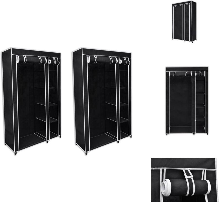 VidaXL Opvouwbare Kast Opvouwbare Kasten Opvouwbare Kledingkast Opvouwbare Kledingkasten 2 st stof zwart