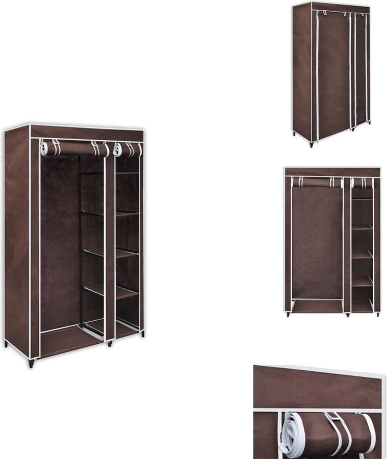 VidaXL Opvouwbare Kast Opvouwbare Kasten Opvouwbare Kledingkast Opvouwbare Kledingkasten Kledingkast stof bruin - Foto 2