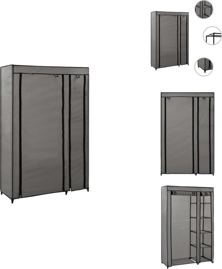 VidaXL Opvouwbare Kast Opvouwbare Kasten Opvouwbare Kledingkast Opvouwbare Kledingkasten Kledingkast opvouwbaar 110x45x175 cm stof grijs