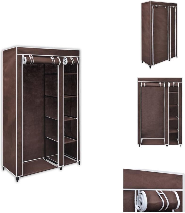 VidaXL Opvouwbare Kast Opvouwbare Kasten Opvouwbare Kledingkast Opvouwbare Kledingkasten Kledingkast stof bruin