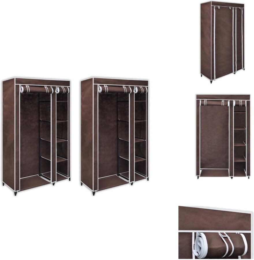 VidaXL Opvouwbare Kast Opvouwbare Kasten Opvouwbare Kledingkast Opvouwbare Kledingkasten stof bruin 2 st