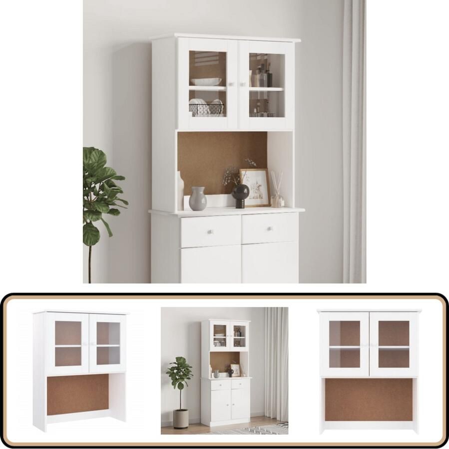 VidaXL Opzetkast ALTA 77x30x92 cm Wit Grenenhout Opzetkast Dressoirschrank Opbergkast Grenoble Hout Witte Kast