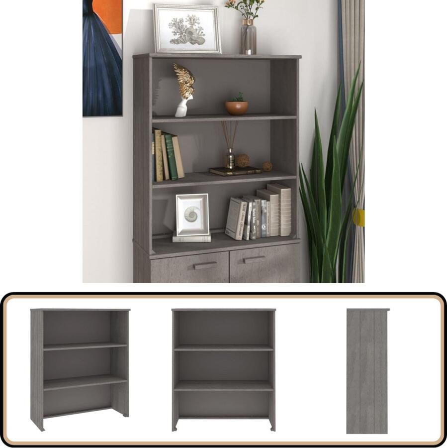 VidaXL Opzetkast HAMAR 85x35x100 cm Lichtgrijs Opzetkast Houten Kast Grenoble Hout Opbergkast Bovenkast