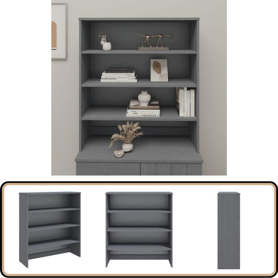 VidaXL Opzetkast HAMAR Donkergrijs Hout 90x30x100 Opzetkast Hout Meubel Salontafel Tv Tafel Grijze Meubels