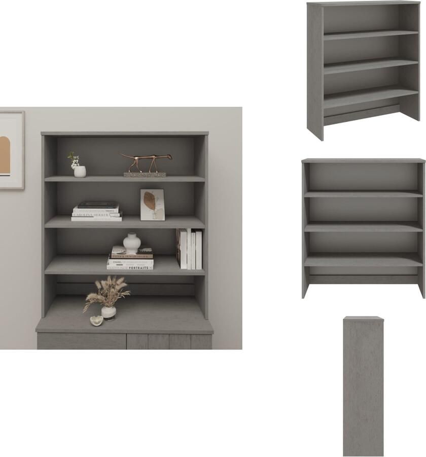 VidaXL Opzetkast Opzetkasten Massief Houten Opzetkast Houten Opzetkast Voor Dressoir Opzetkast HAMAR 90x30x100 cm massief grenenhout lichtgrijs