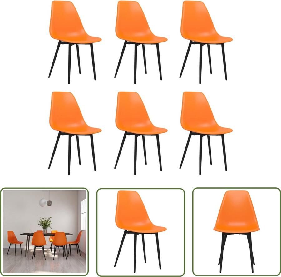 The Living Store Eetkamerstoelen 6 st PP oranje Minimalistische Eetkamerstoelen Oranje Eetkamerstoelen Set Comfortabele Eetkamerstoelen Ergonomische Eetkamerstoelen - Foto 2