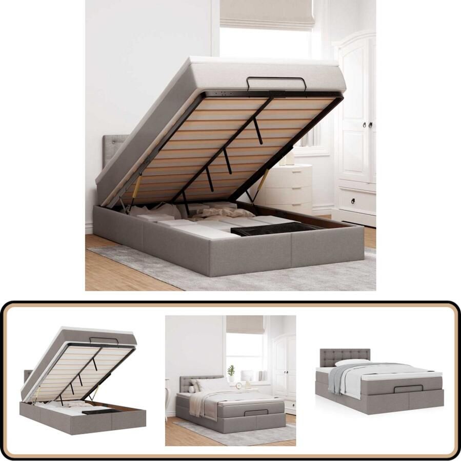 VidaXL Ottoman bed 120x200 cm Inclusief matras Bed Frame Boxspring Bed Ottoman Bed Tweepersoonsbed Bed Met Opbergruimte