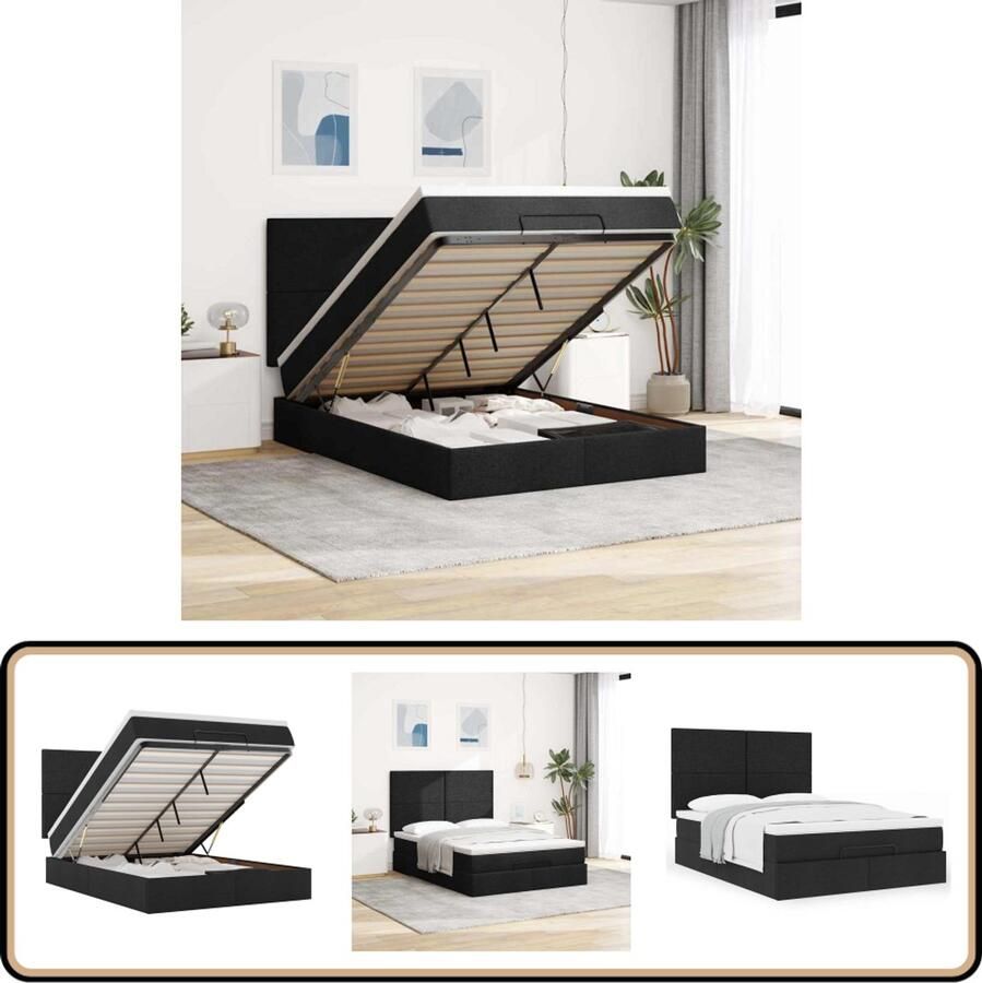 VidaXL Ottoman bed 140x200 cm Inclusief Matras Bed Frame Boxspring Ottoman Bed Tweepersoonsbed Slaapkamer Meubels