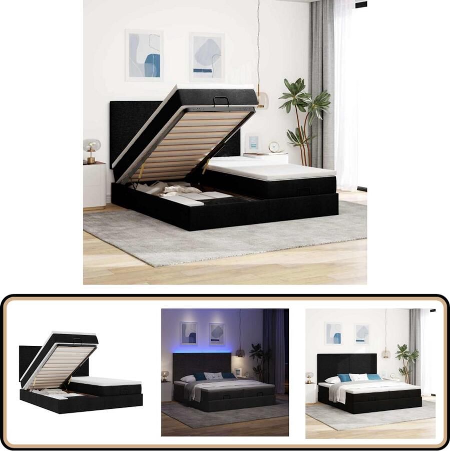 VidaXL Ottoman bed 180x200 cm met LED en matrassen Bed Frame Boxspring Ottoman Bed Led Bed Tweepersoonsbed