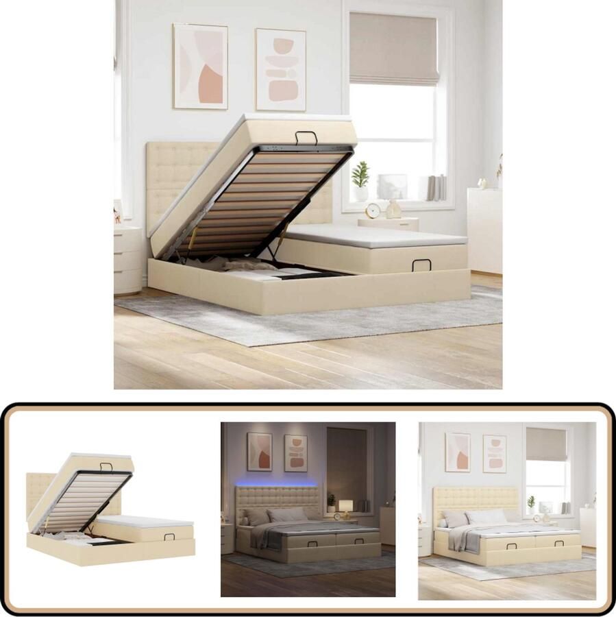 VidaXL Ottoman bed 180x200 cm Met matrassen & LED Bed Frame Boxspring Bed Ottoman Bed Tweepersoonsbed Led Bed