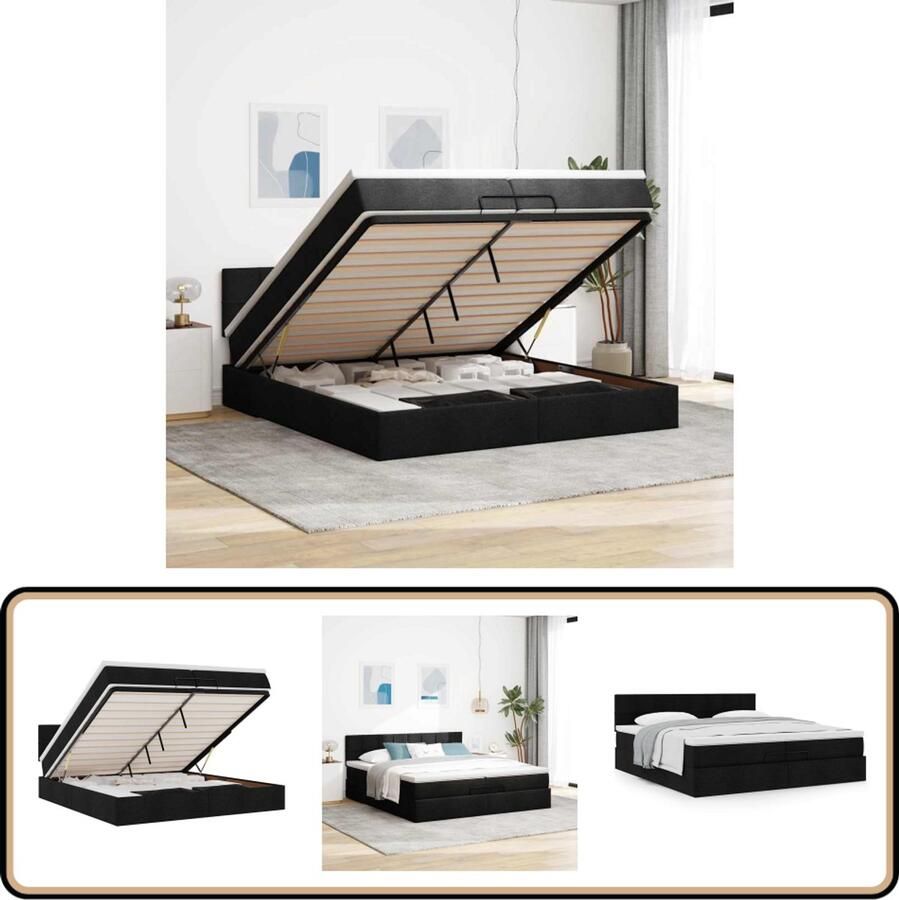 VidaXL Ottoman bed 200x200 cm Inclusief matras Ottoman Bed Boxspring Bed Tweepersoons Bed Stapelbaar Bed Frame
