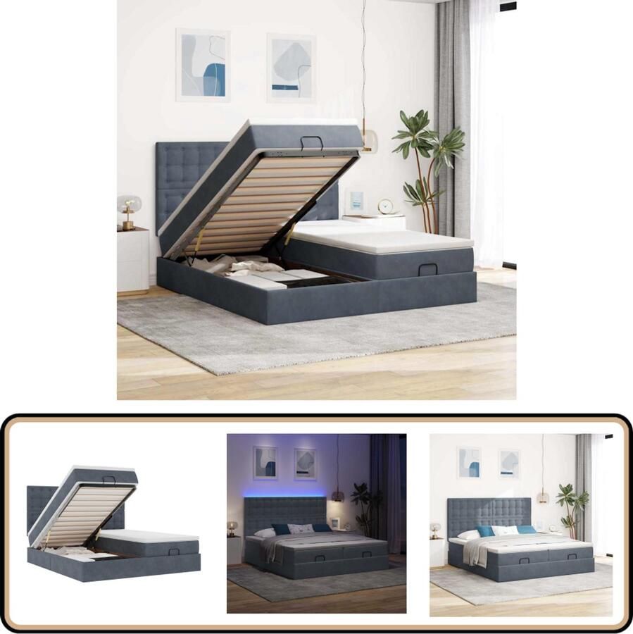 VidaXL Ottoman bed Matrassen & LED's 200x200cm Bed Ottoman Bed Tweepersoonsbed Boxspring Led Verlichting
