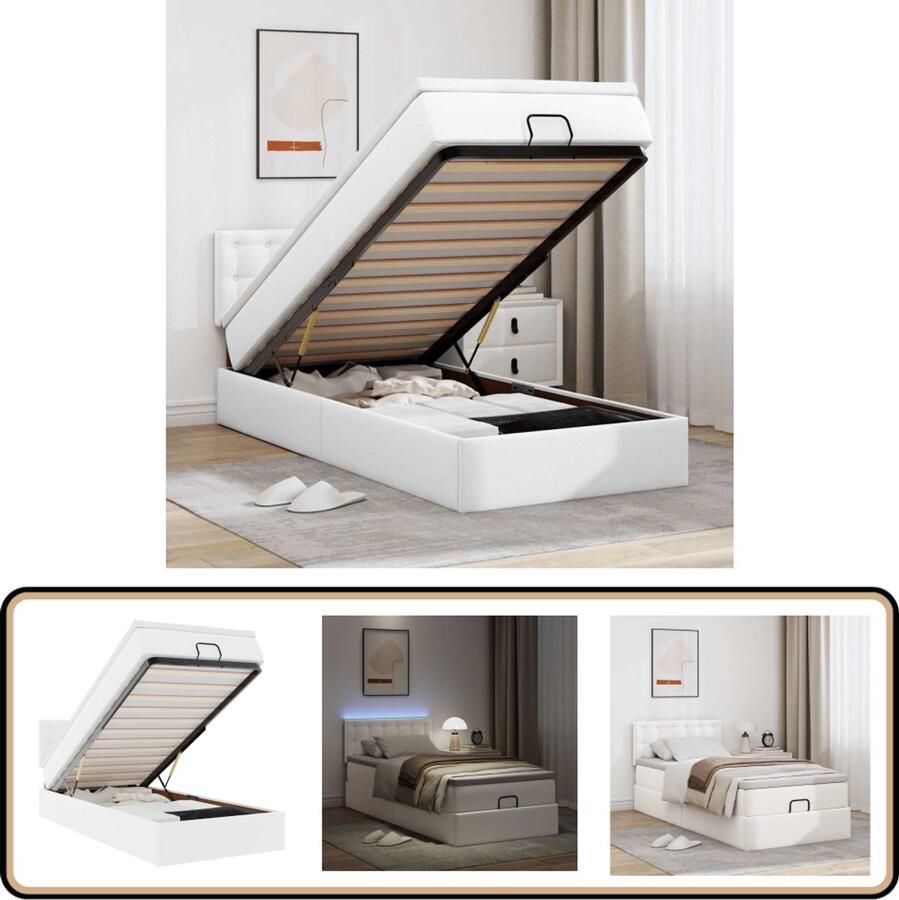 VidaXL Ottoman bed met LED en matrassen 90x190cm Ottoman Bed Boxspring Bed Tweepersoons Bed Kingsize Bed Slaapcomfort