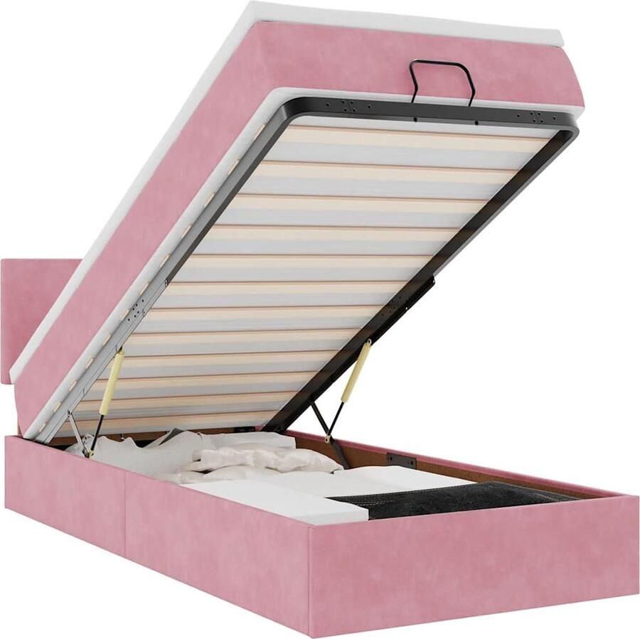 VidaXL Ottoman bed met matras en LED's 80x200cm fluweel roze
