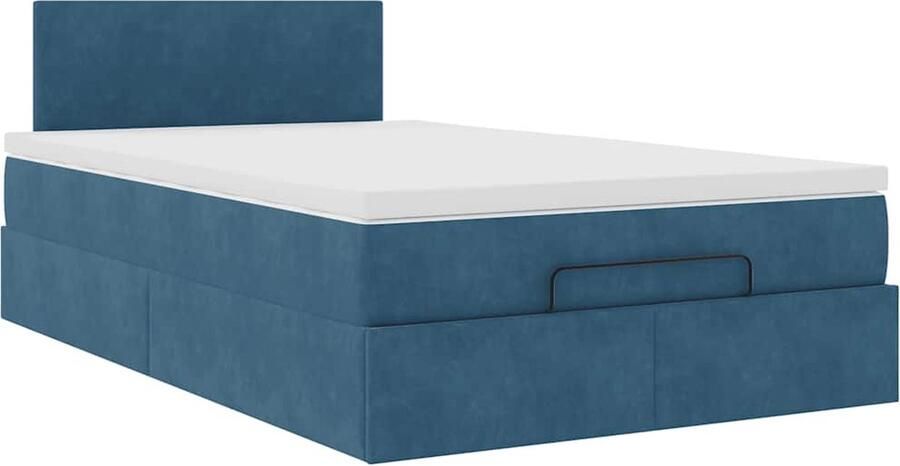 VidaXL Ottoman bed met matras 120x190 cm fluweel donkerblauw - Foto 2