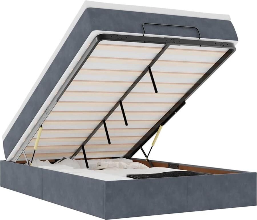 VidaXL Ottoman bed met matras 120x190 cm fluweel donkergrijs