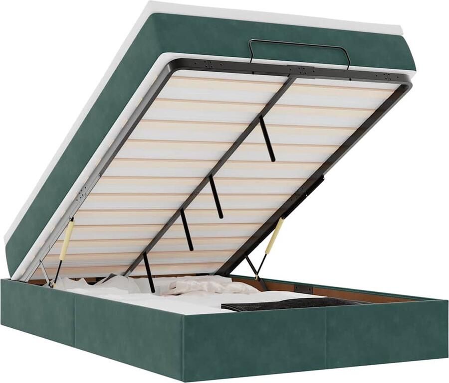 VidaXL Ottoman bed met matras 120x190 cm fluweel donkergroen