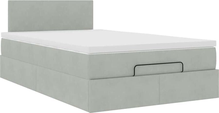 VidaXL Ottoman bed met matras 120x190 cm fluweel lichtgrijs - Foto 2