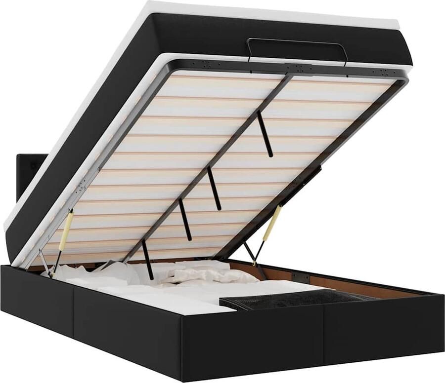 VidaXL Ottoman bed met matrassen en LED's 120x190 cm kunstleer zwart
