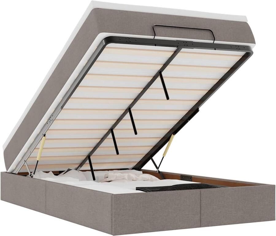 VidaXL Ottoman bed met matras 120x190 cm stof taupe - Foto 2