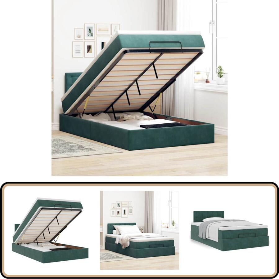 VidaXL Ottoman bed met matras 120x200 cm Fluweel groen Ottoman Bed Boxspring Bed Tweepersoonsbed Luxe Bed Velvet Bed