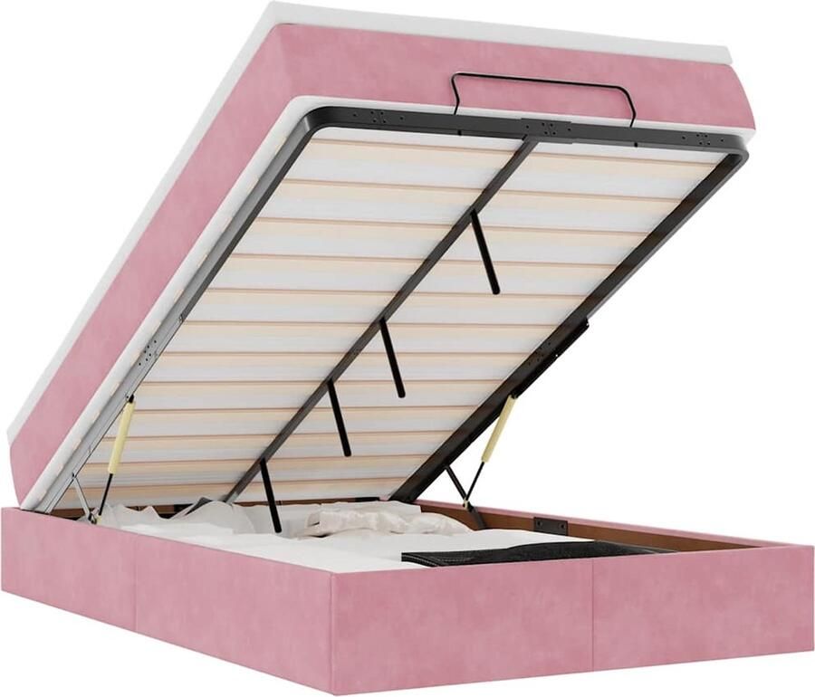 VidaXL Ottoman bed met matras 120x190 cm fluweel roze