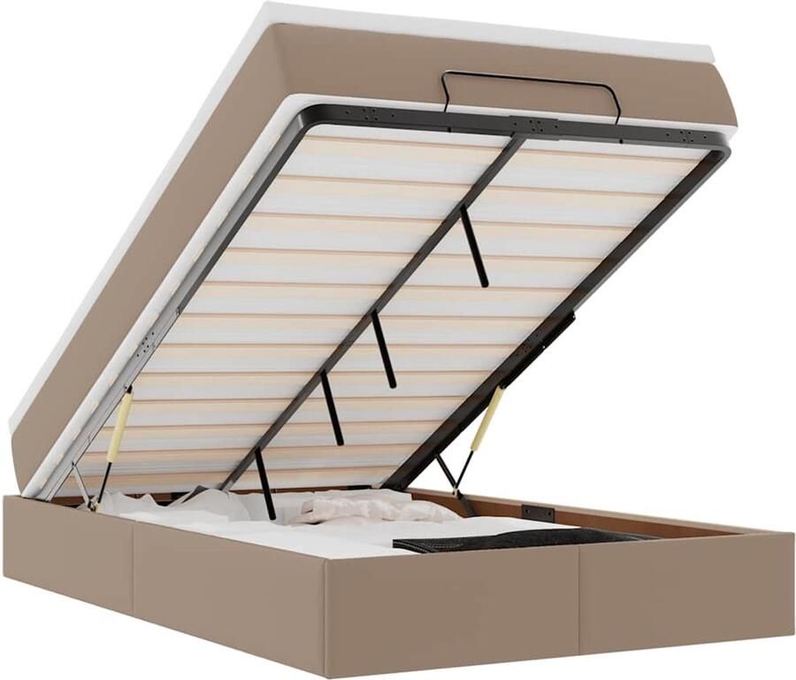 VidaXL Ottoman bed met matras 120x200cm kunstleer cappuccinokleurig