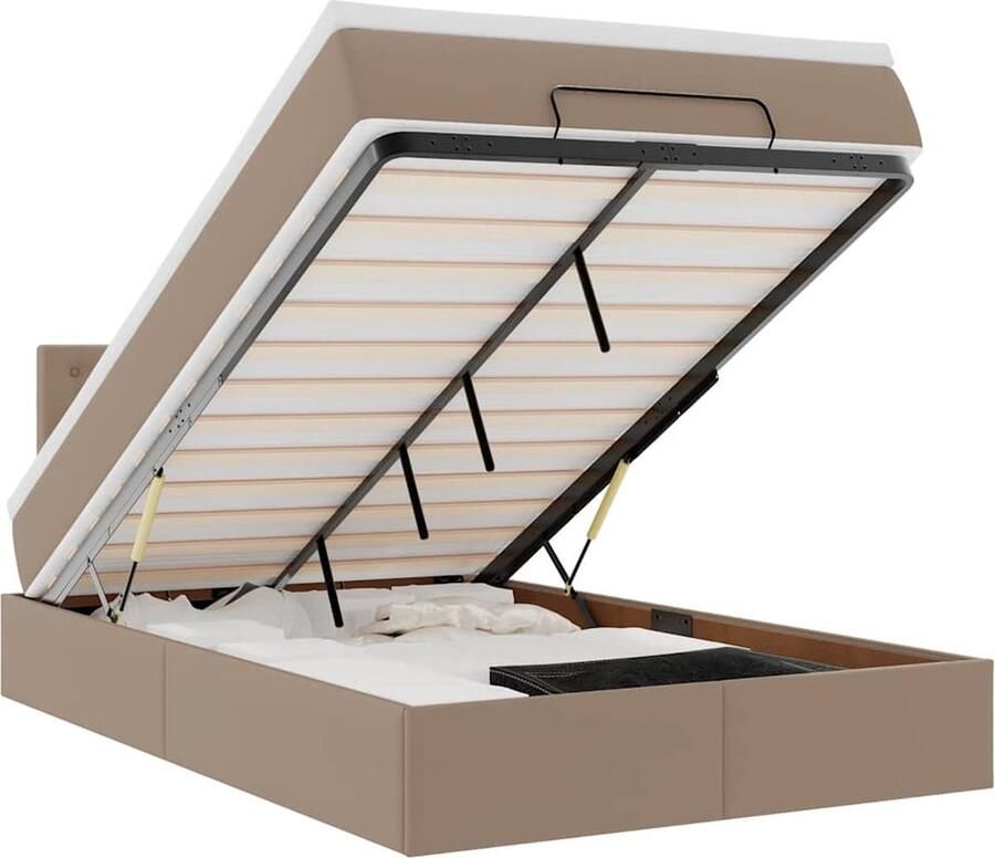 VidaXL Ottoman bed met matras 120x200cm kunstleer cappuccinokleurig