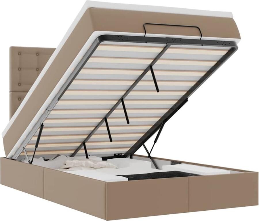 VidaXL Ottoman bed met matras 120x200cm kunstleer cappuccinokleurig - Foto 2