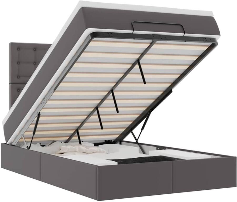 VidaXL Ottoman bed met matras 120x200cm kunstleer grijs