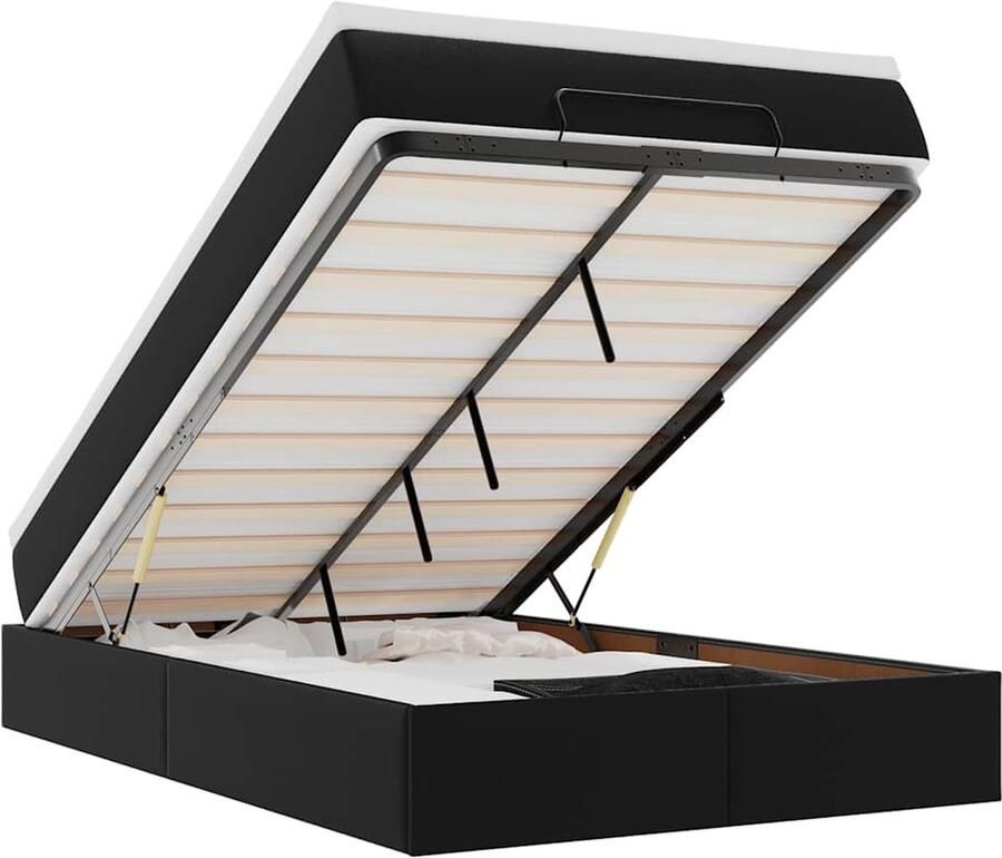 VidaXL Ottoman bed met matras 120x200cm kunstleer zwart