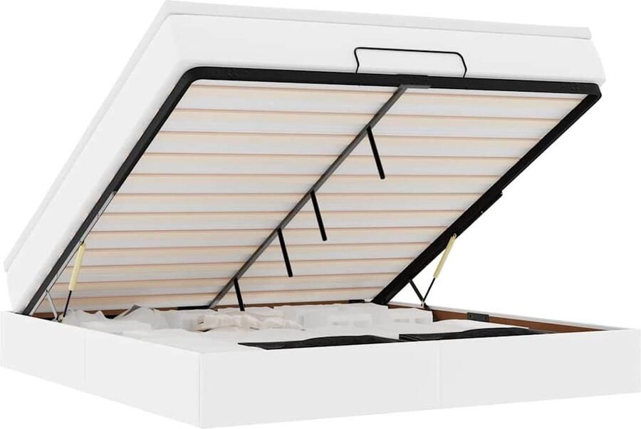 VidaXL Ottoman bed met matras 160x200cm kunstleer wit