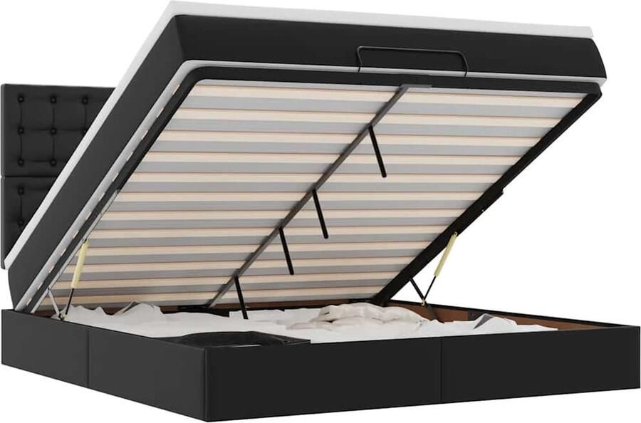VidaXL Ottoman bed met matras 160x200cm kunstleer zwart