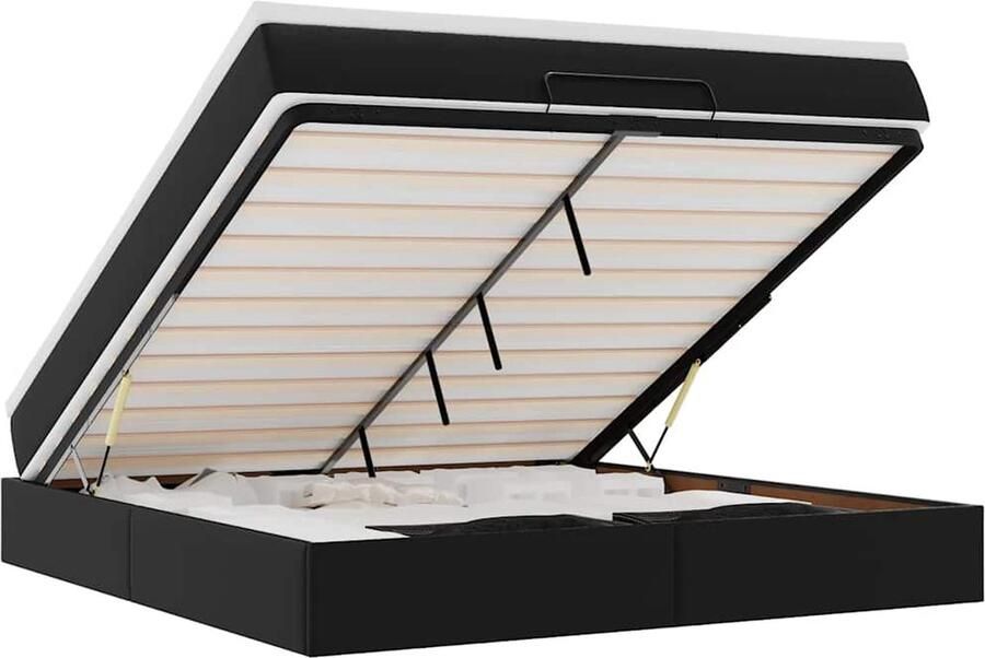 VidaXL Ottoman bed met matras 160x200cm kunstleer zwart