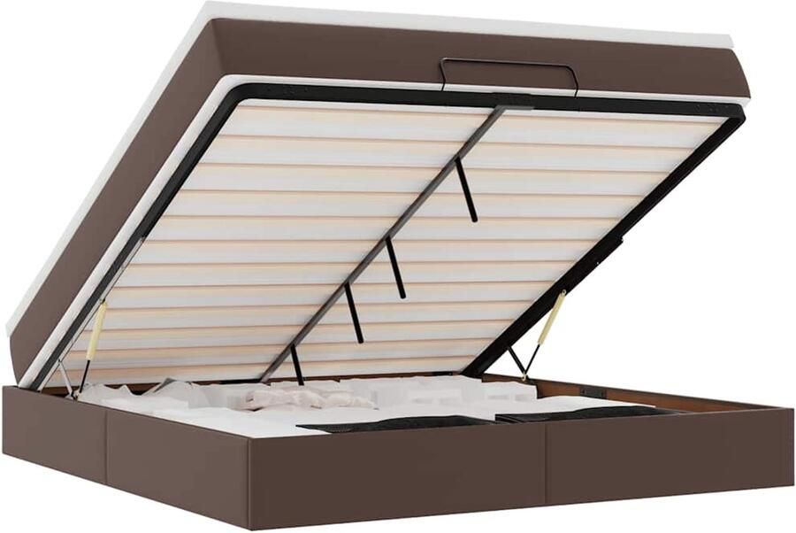 VidaXL Ottoman bed met matras 160x200cm kunstleer bruin