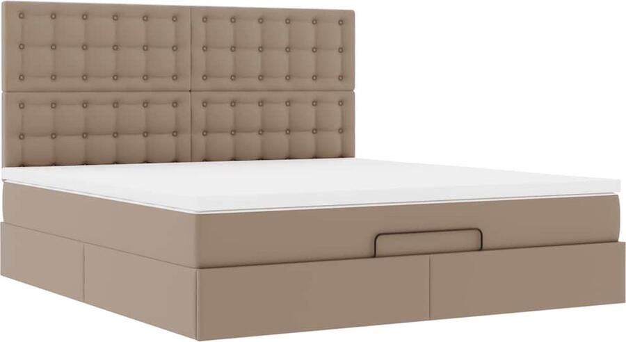 VidaXL Ottoman bed met matras 180x200cm kunstleer cappuccinokleurig - Foto 4