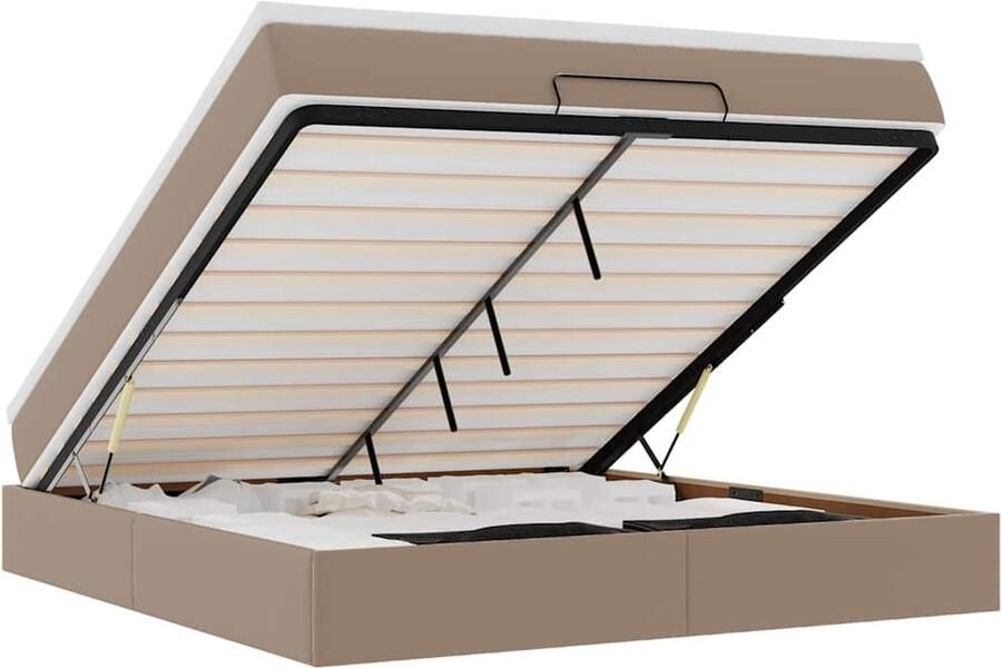 VidaXL Ottoman bed met matras 160x200cm kunstleer cappuccinokleurig