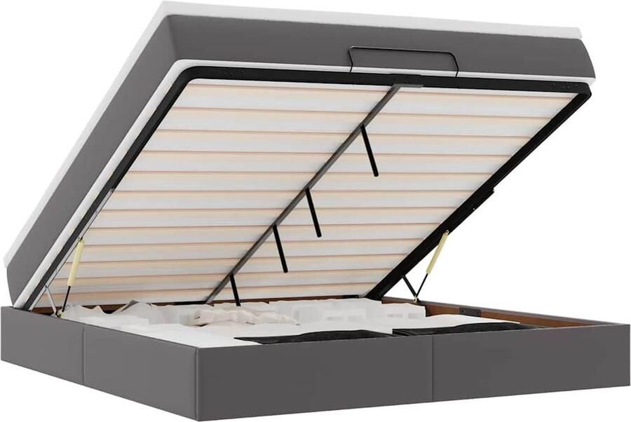 VidaXL Ottoman bed met matras 180x200cm kunstleer grijs
