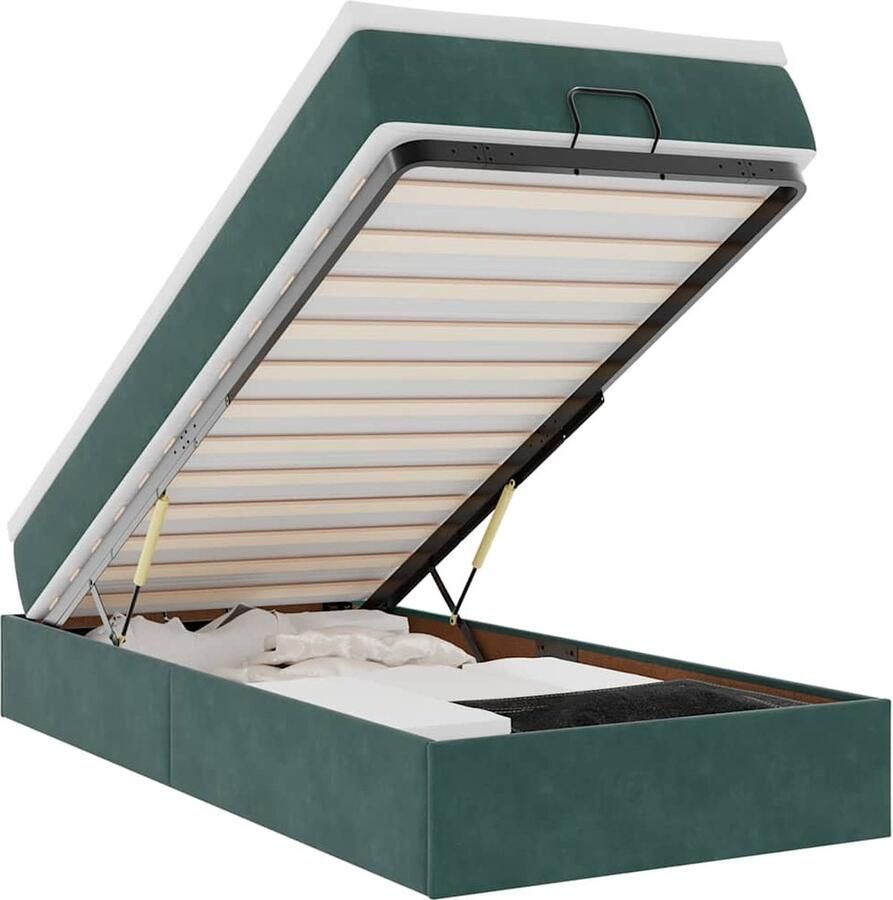 VidaXL Ottoman bed met matras 80x200cm fluweel donkergroen