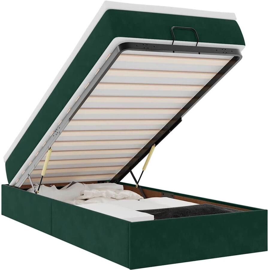 VidaXL Ottoman bed met matras 80x200cm fluweel donkergroen - Foto 2