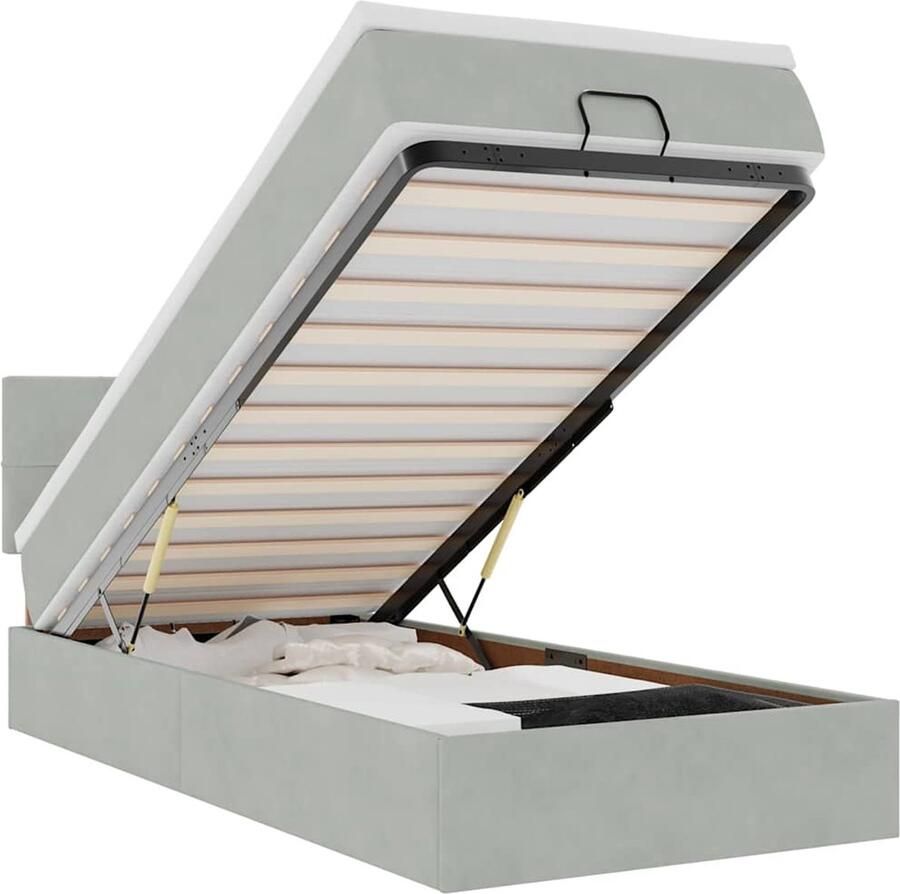 VidaXL Ottoman bed met matras 80x200cm fluweel lichtgrijs - Foto 3