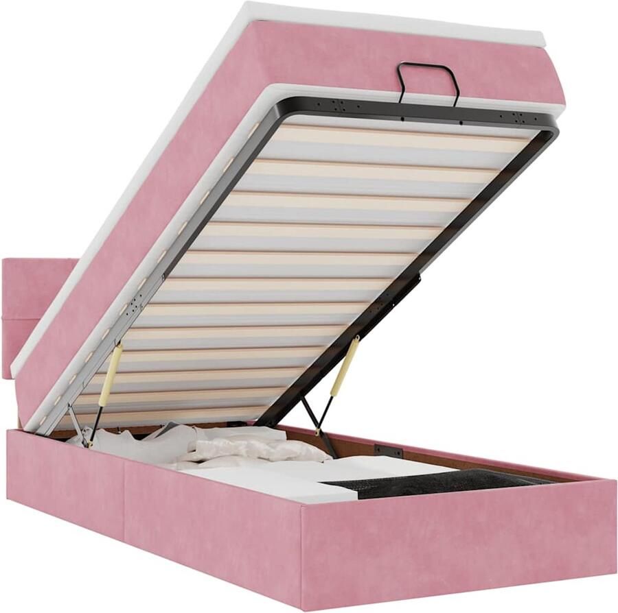 VidaXL Ottoman bed met matras 80x200cm fluweel roze